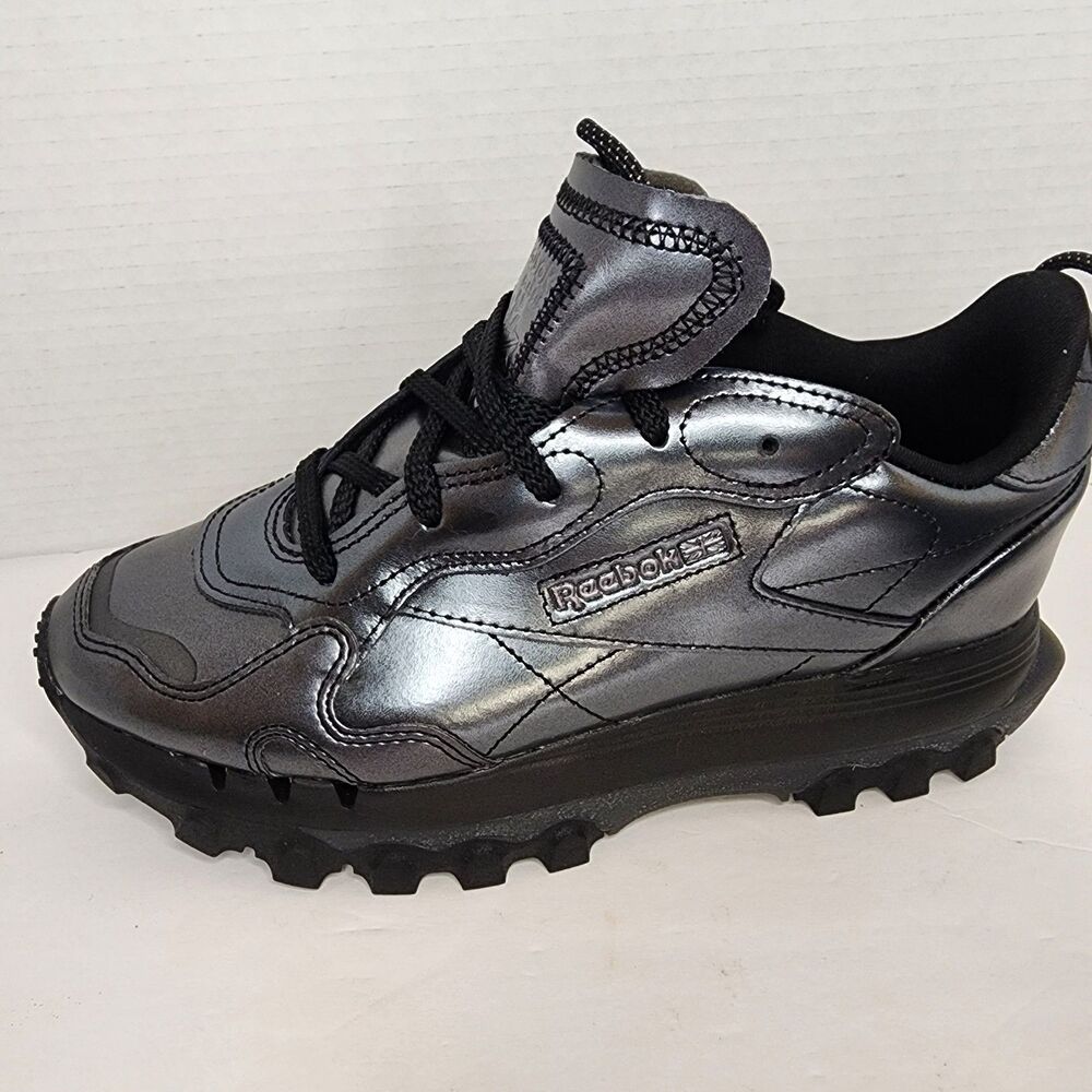 Reebok Cardi B Classic Leather Silver Sneakers Size 8.5 Womens - Picture 15 of 16